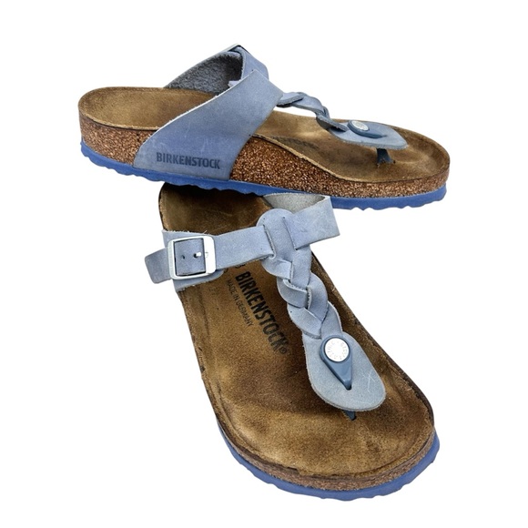Birkenstock Gizeh Braided Thong Sandal Size 37 US 6-6.5 Regular Slide Dusty Blue - Picture 2 of 10